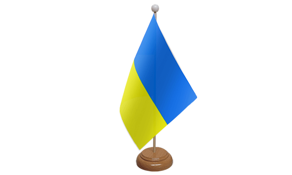Ukraine Small Flag with Wooden Stand
